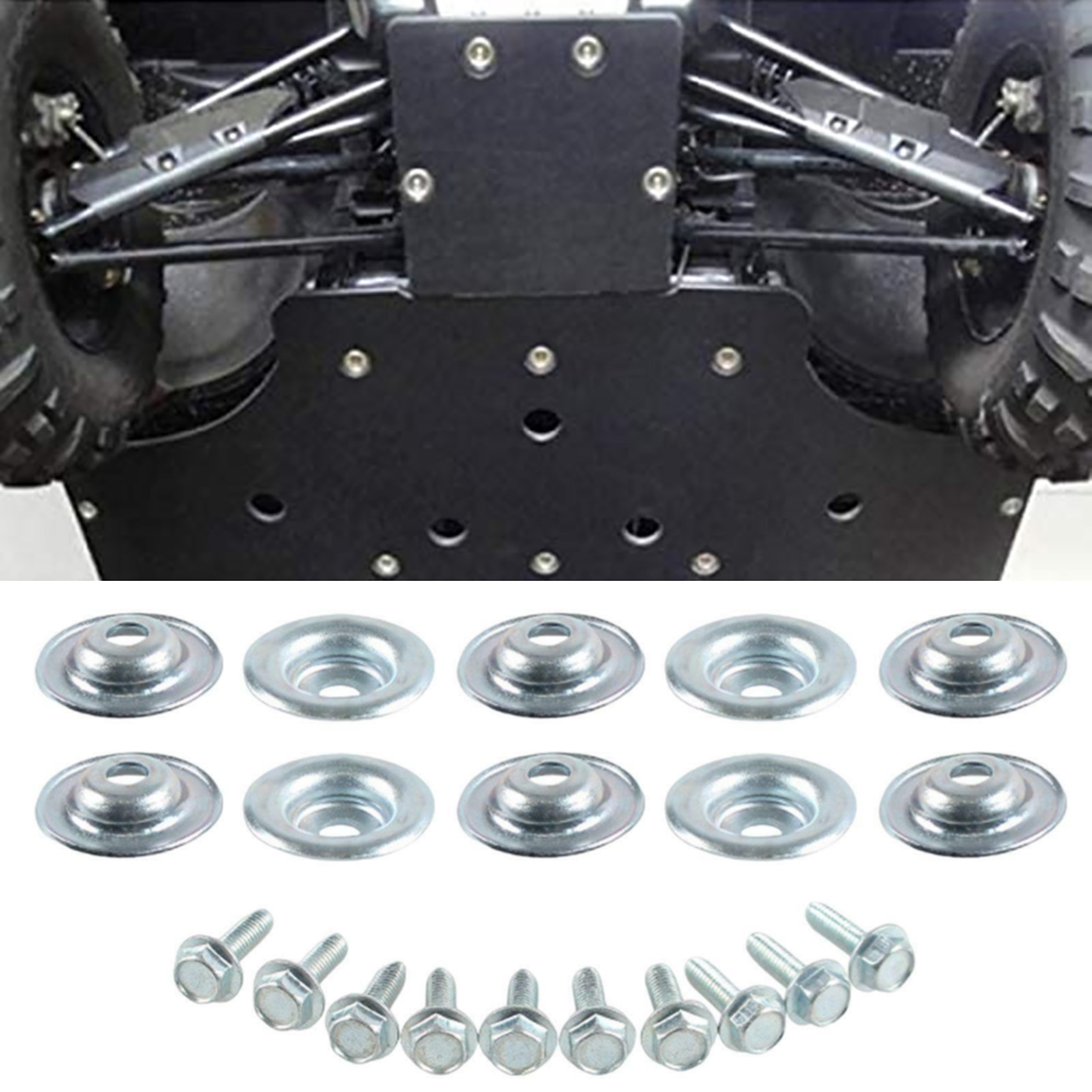 Fairnull 20Pcs/Set Skid Plate Washer Easy Installation Rust-proof Car Accessories UTV Skid Plate Washer Bolt 7556065 7518529 for General Ranger RS1 RZR 500 570 700 800 900 1000